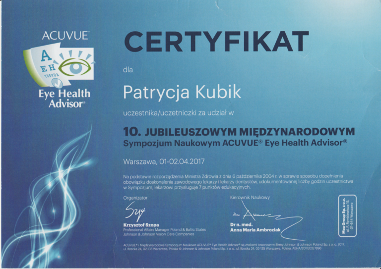 X Sympozjum Acuvue - Eye Health Advisor