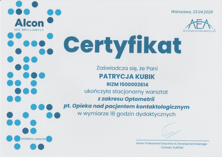 Warsztaty - Opieka nad pacjentem kontaktologicznym