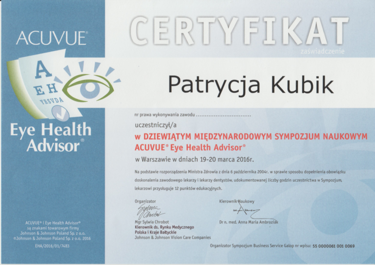IX Sympozjum Acuvue - Eye Health Advisor